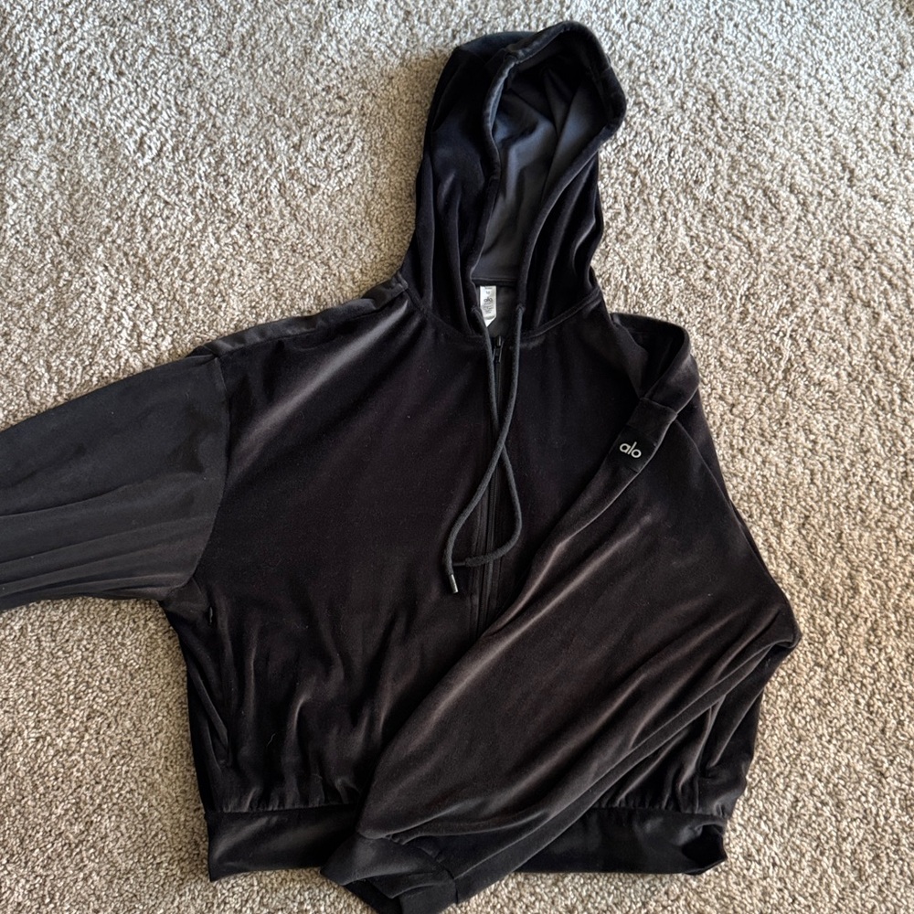 ALO Yoga Velour Glimmer Zip Up Hoodie, Size M